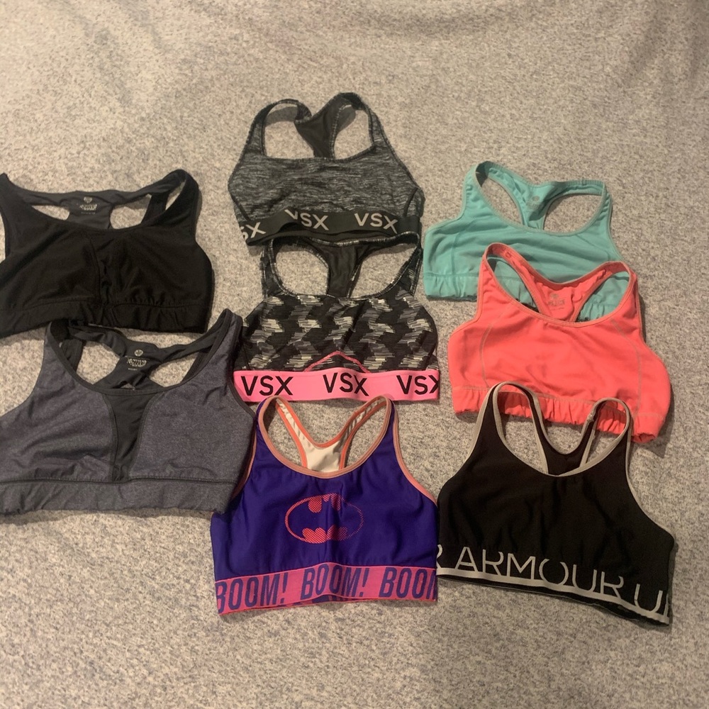 Lot of 8 Sports bras in small and meds
